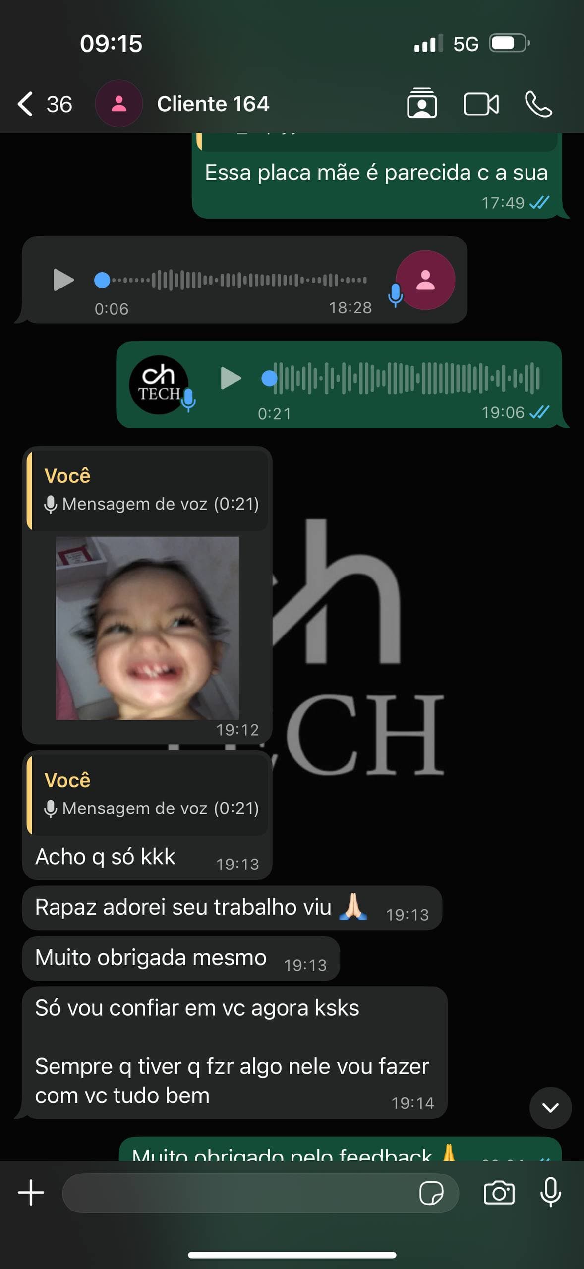 Depoimento de cliente recebido pelo WhatsApp 3